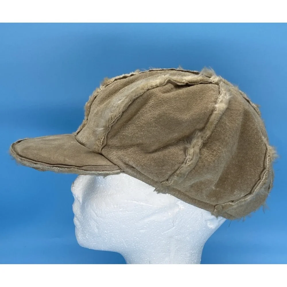 Vintage Wilsons Leather Maxima Shearling Suede Patchwork Newsboy Hat Gorpcore